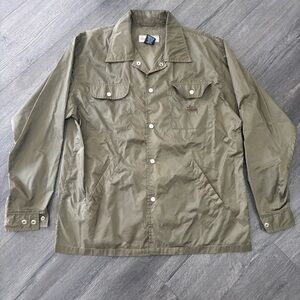 Stussy Outdoor Military Green Collard Button Front Shirt Men's Size M